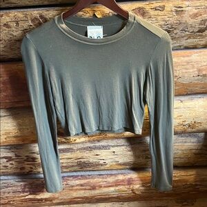Stylish Olive Long Sleeve Crop Top